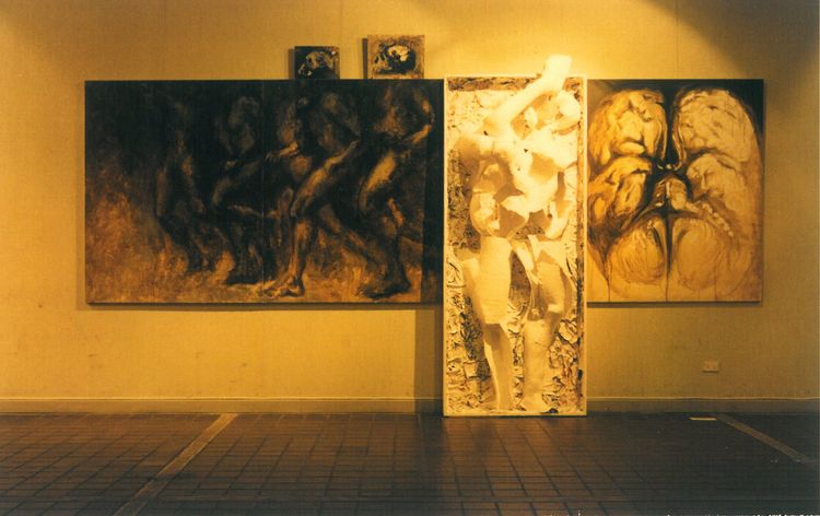 Image-林瑞鴻作品-意識的興起造成與自然的絕製 複合媒材 490x278x50cm 1995