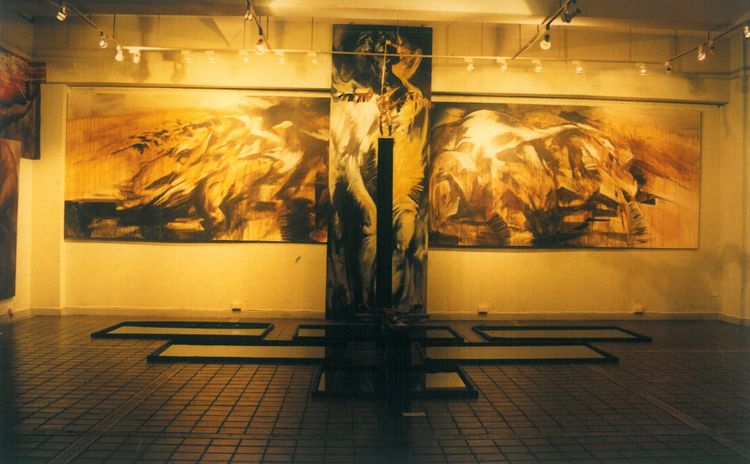 Image-林瑞鴻作品-悲劇意識與救贖  複合媒材 910x388x550cm 1995